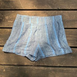 striped linen flowy shorts